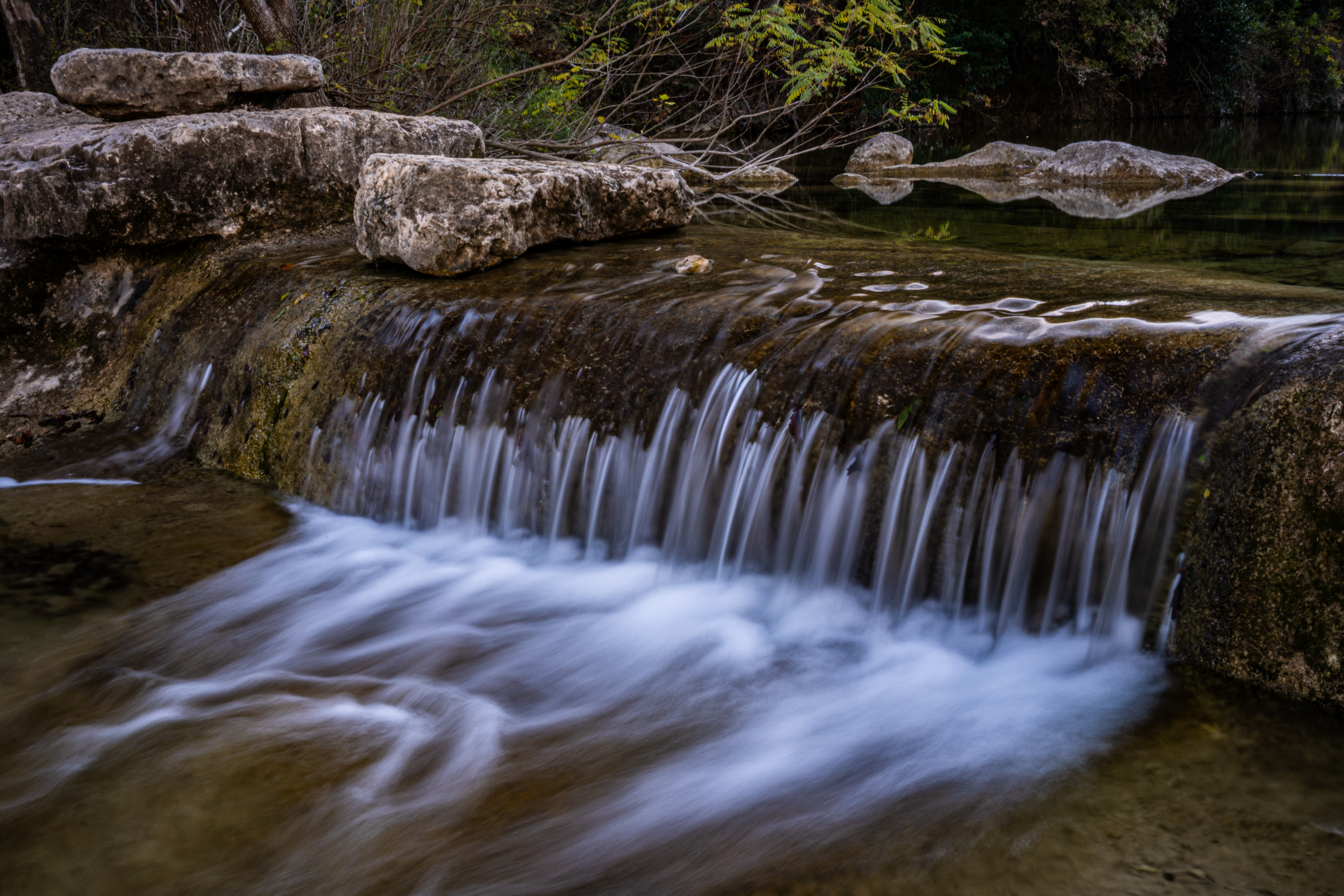 Waterfall long exposure photo taken in Austin, Texas.